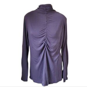 Puli Shirt Top Blouse Tunic Long Sleeve Purple Rouching Woman's WOMAN'S EXTRA LG
